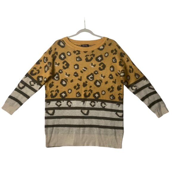 Sleek By R7 Sweaters - Sleek by R7‎ Leopard Animal Print Striped Sweater Women Medium Knit